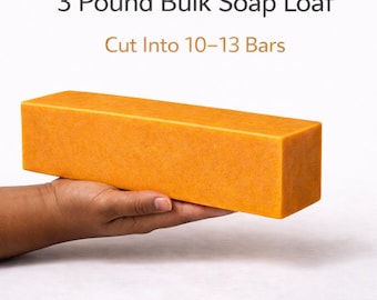 Handmade 3LB Turmeric & Lemon Oil Soap Loaf – Bulk Uncut Soap Block with Goat’s Milk and Kojic Acid – DIY Slice Soap Bar for Resale, Gifts