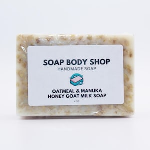 Oatmeal Manuka Honey Goat Milk Soap: Gentle Handmade Soap (4 oz)