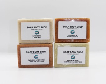 Handmade Soap Set: Goat's Milk, Turmeric, Moringa, Essential Oils