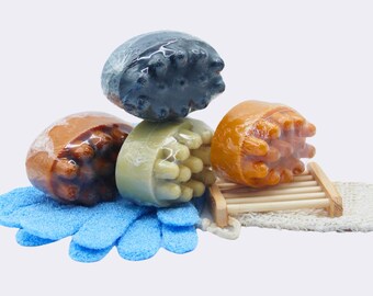 Handmade Massage Bar Gift Set: Turmeric, Charcoal, & Essential Oils