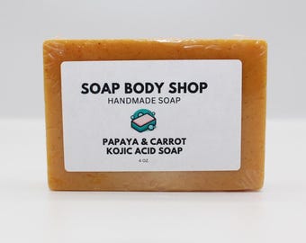 Handmade Turmeric Kojic Acid Soap: Papaya, Carrot & Goat's Milk - 4 oz