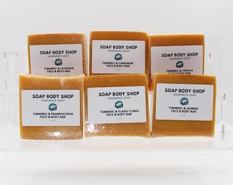 Handmade Turmeric Soap Bar Set: Essential Oils, Coconut Oil, 3.5 oz