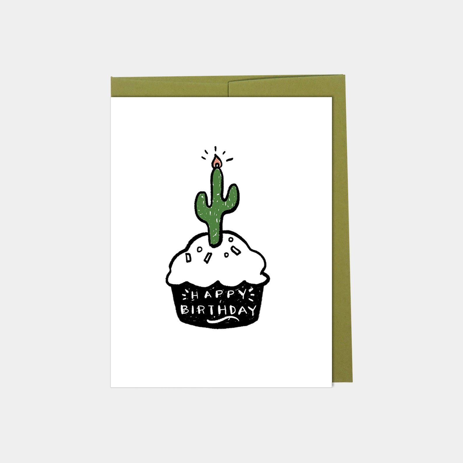 Happy Birthday Cactus Card Cactus Candle Cupcake Card Cactus Etsy