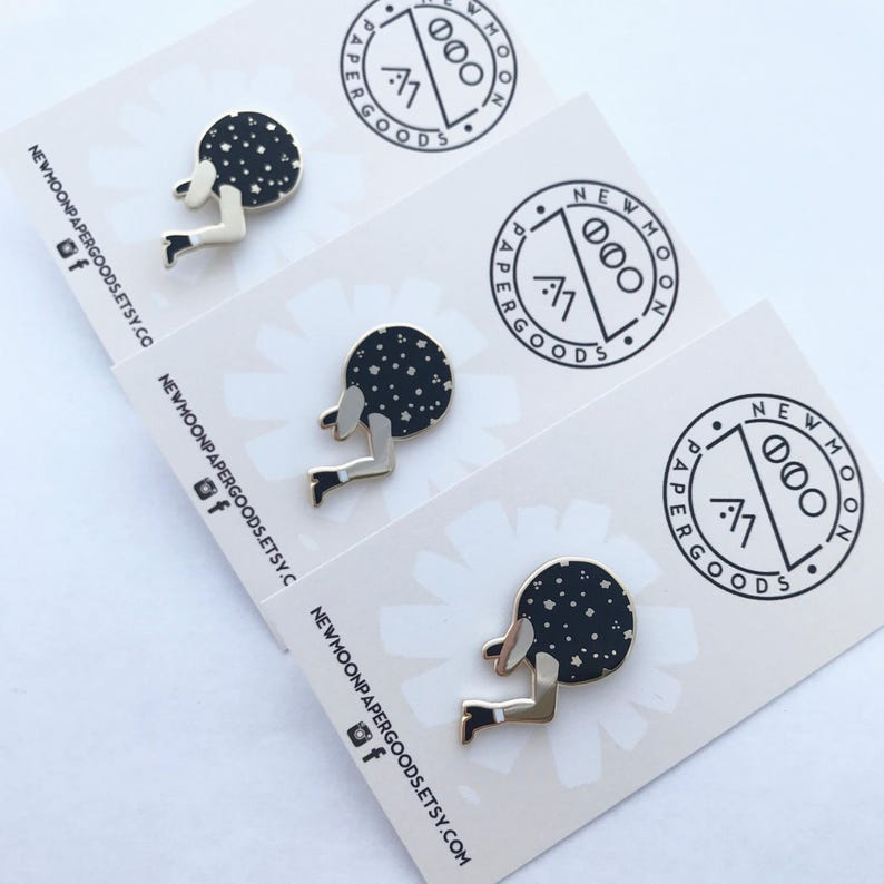 New Beginings Getting out of your space Space Legs Enamel Pin in Gold