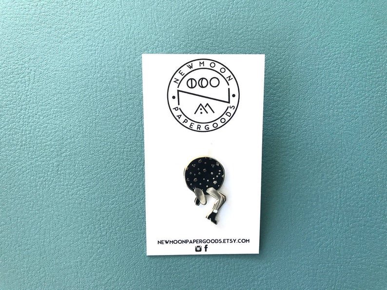 New Beginings Getting out of your space Space Legs Enamel Pin in Gold