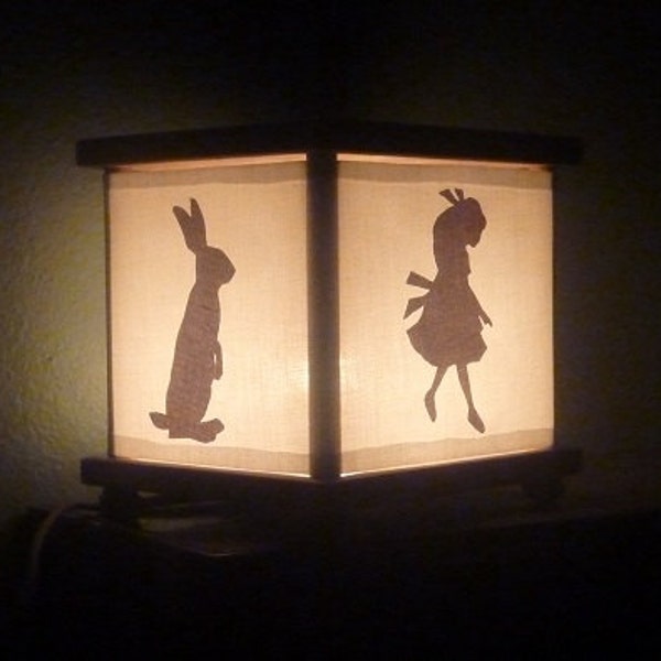 Alice in Wonderland Night Light Lamp Rabbit Cheshire Cat Caterpillar Pale Purple