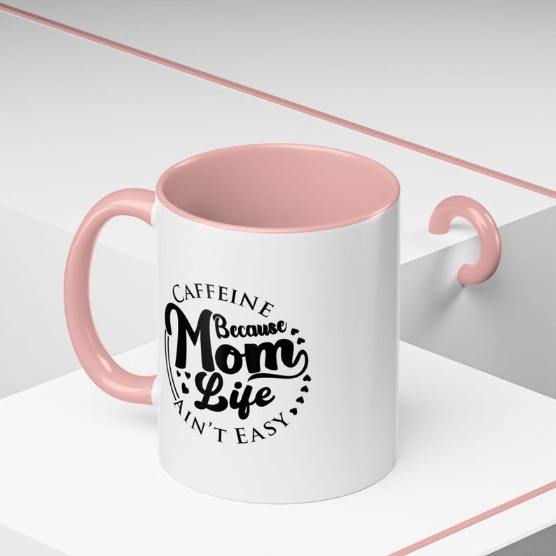 Caffeine Mom Life Mug, Gift for Moms, Coffee Lover's Cup, Funny Mother's Day Present, Black Accent Coffee Mug image 8