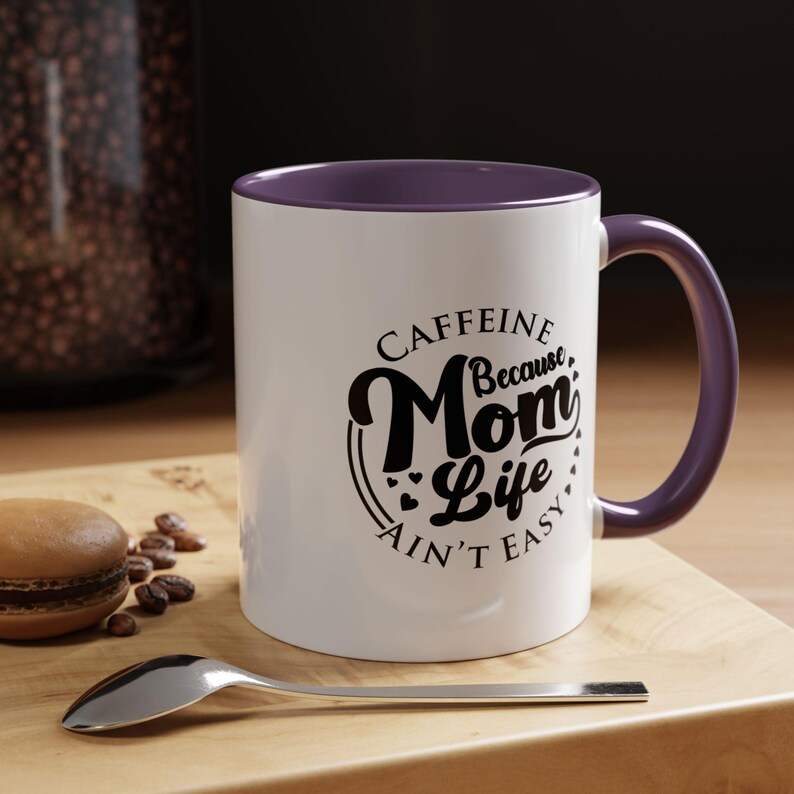 Caffeine Mom Life Mug, Gift for Moms, Coffee Lover's Cup, Funny Mother's Day Present, Black Accent Coffee Mug image 7