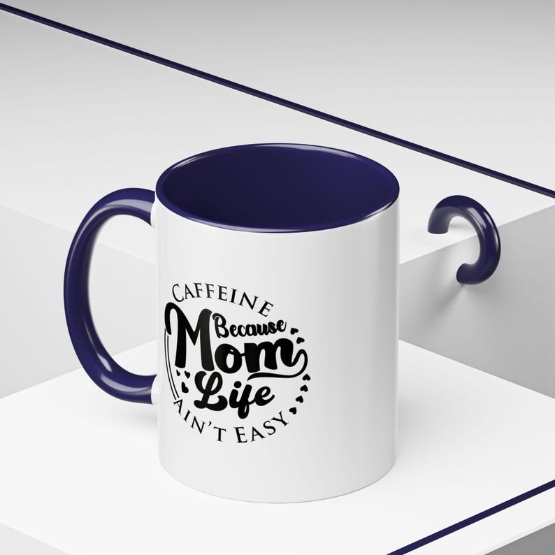 Caffeine Mom Life Mug, Gift for Moms, Coffee Lover's Cup, Funny Mother's Day Present, Black Accent Coffee Mug image 6