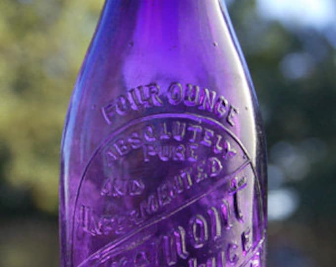 Small Antique FREMONT Ohio GRAPE JUICE Bottle in a Vibrant Deep Purple
