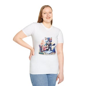 Cat Lover's Artist T-Shirt, Softstyle Tee for Pet Owners, Gift for Cat Lovers, Cute Cat Shirt, Perfect for Birthdays & Holidays