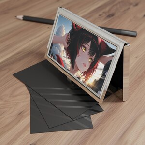 Porta-cartões de visita artístico - Estojo de cartão estiloso para profissionais criativos, presente para amantes de anime, itens essenciais de escritório, acessório de mesa exclusivo,