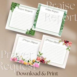 Floral Prayer Request Praise Report Slips | Church Connect Cards (Instant Download PDF)
