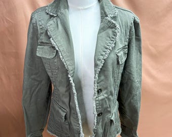 Vintage Y2k Sage Green Cotton Blazer, S