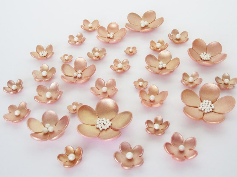 Edible sugar flowers rose gold Etsy
