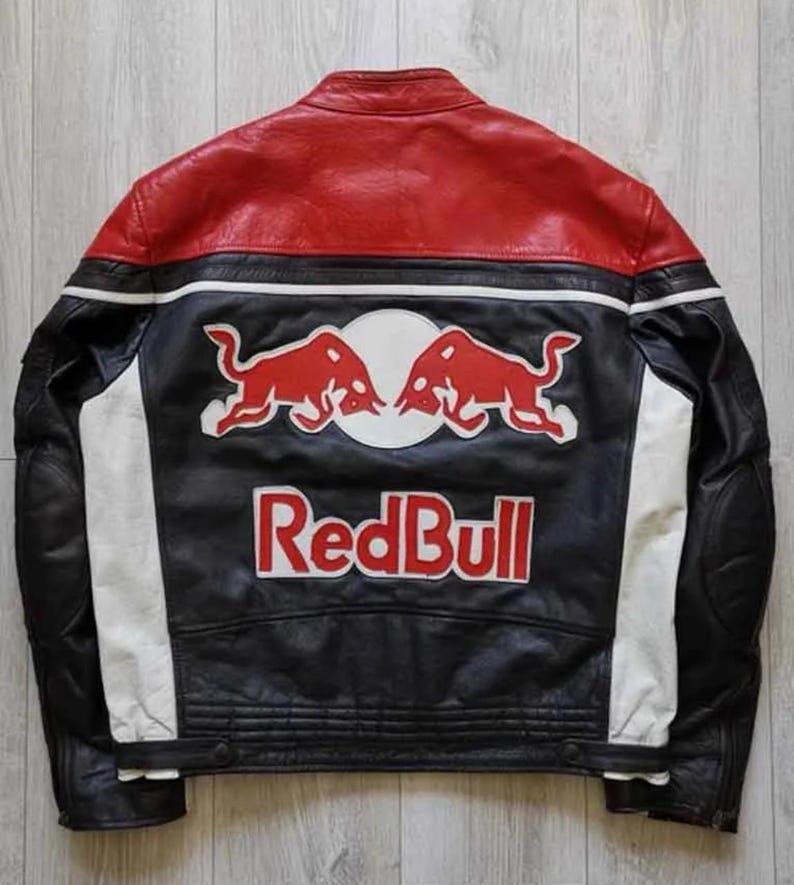 レーシングジャケットRed Bull 革ジャン Red bull leather racing jacket - Etsy 日本