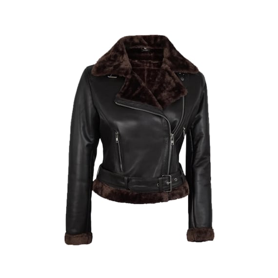 美品　シープスキン ファーレザージャケット　ブラック 羊革 送料無料!】全10サイズ メンズ シープファーカラー ラムスキン