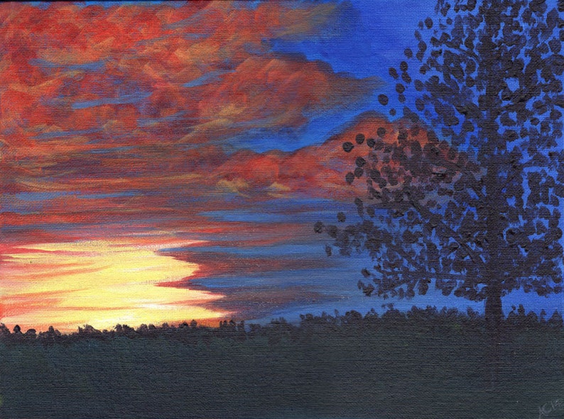 Colorful Sky Acrylic Landscape Painting image 1