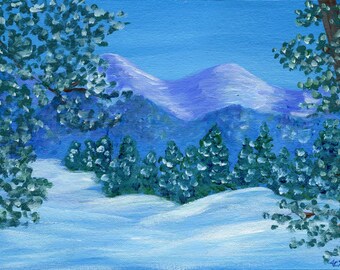 Winter  Mountains - Acrylic Landscape Painting