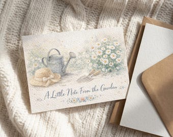Garden Notecard Set Watercolor Stationery Card Design Botanical Illustration Cottage Garden Lover Vintage Floral Greeting Cottagecore