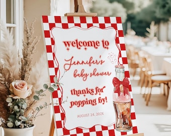 Letrero de bienvenida "Está lista para el pop" para baby shower, para niña o niño, plantilla editable, decoración de baby shower con refresco - BS32