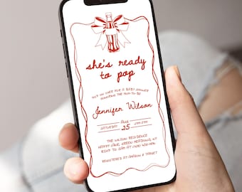 She's Ready to Pop Soda Baby Shower Evite Invitation, Hand Drawn Whimsical Template, Digital Download, Fun Soda Theme Invite - BS25