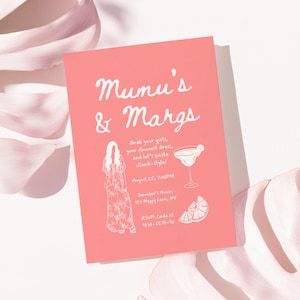 Mumu and Margarita Party Invitation, Editable Digital Invite for Girls Night, Instant Download Tropical Canva Template - P8b