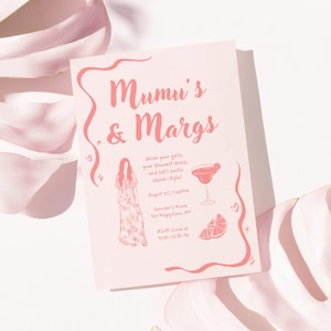 Mumu and Margarita Party Invitation, Editable Digital Invite for Girls Night, Instant Download Tropical Canva Template - P6b