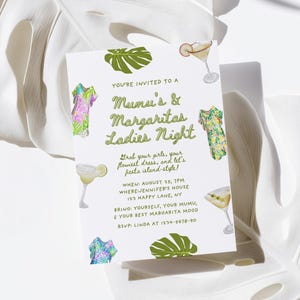 Mumu and Margarita Party Invitation, Editable Digital Invite for Girls Night, Instant Download Tropical Canva Template - P1