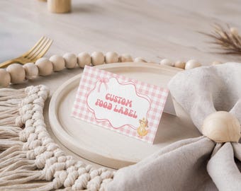 One Cute Chick Food Label for Girl Birthday, Editable Template, This Chick is One Birthday Decor - KBD22