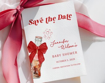 She's Ready to Pop Soda Baby Shower Save the Date Invitation, Customizable Template, Digital Download, Fun Soda Theme Invite - BS35