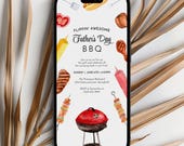 Father’s Day BBQ Digital Invitation Evite Template, Editable Grill & Chill Invite, Celebrate All Dads  - 003SSNL