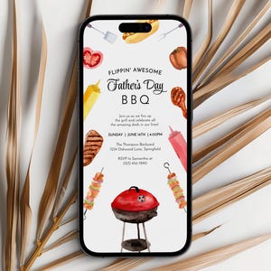 Vatertag Grill digitale Einladung Evite Vorlage, bearbeitbare Grill & Chill einladen, feiern alle Väter - 003SSNL