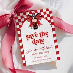 She&#39;s Ready to Pop Soda Baby Shower Save the Date Invitation, Customizable Template, Digital Download, Fun Soda Theme Invite - BS21