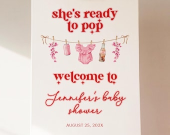 She's Ready to Pop Baby Shower Welcome Sign Pink, Girl Baby Shower, Editable Template, Soda Pop Baby Shower Decor - BS72b