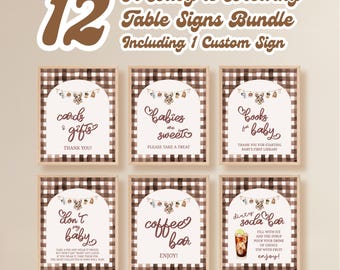 A Baby is Brewing Baby Shower Table Signs Bundle: Coffee Theme, 8x10”, Customizable Template, Digital Download - BS77