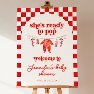 Sie ist bereit für die Babyparty, Gender Neutral Baby Shower, bearbeitbare Vorlage, Soda Pop Baby Shower Decor - BS73