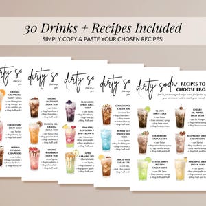 Dirty Soda Recipes Graduation, Editable Drink Menu, Fun Mocktail Ideas for Graduation Party Celebrations - SD8