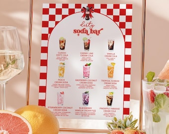 She's Ready To Pop Baby Shower Dirty Soda Bar Rezept-Schild, Getränkemenü-Schild, anpassbares digitales Schild, Soda Pop-Babyparty-Dekor - BS21