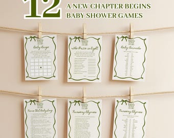 A New Chapter Begins Baby Shower Games, Editable Storybook Games, Hand Drawn Floral Book Theme, Digital Download - BS92D