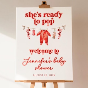 Sie ist bereit für die Babyparty, Gender Neutral Baby Shower, bearbeitbare Vorlage, Soda Pop Baby Shower Decor - BS73b