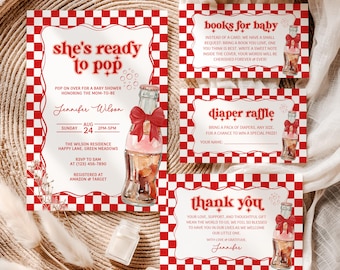 She's Ready to Pop Soda Baby Shower Invitation Set, Customizable Template, Digital Download, Fun Soda Theme Invite - BS32