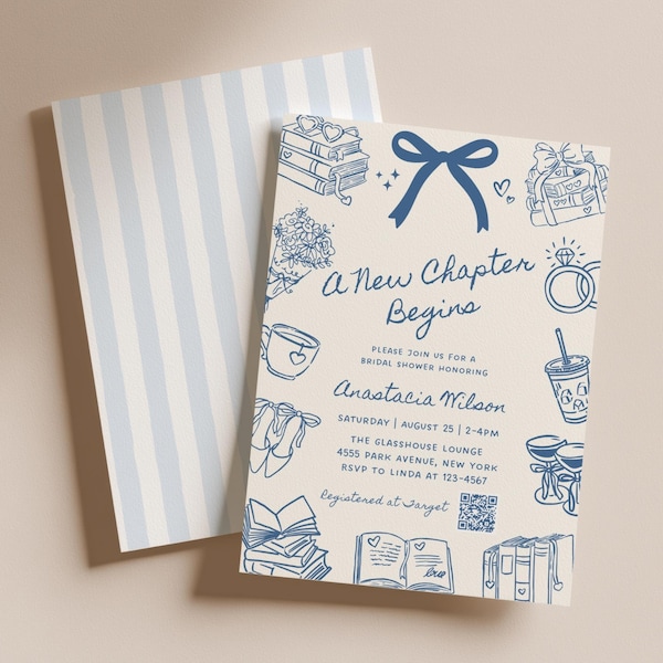 A New Chapter Begins Bridal Shower Invitation: Editable Story Book Theme Invite (Digital Download) - BR5B
