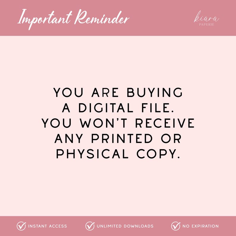 a pink background with the words you are buying a digital file you won't