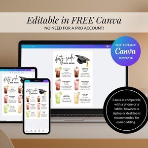 Dirty Soda Recipes Graduation, Editable Drink Menu, Fun Mocktail Ideas for Graduation Party Celebrations - SD8