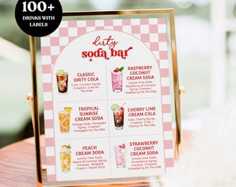 She's Ready To Pop Baby Shower Dirty Soda Bar Recipe Sign, Drinks Menu Sign, Customizable Digital Sign, Soda Pop Baby Shower Decor - BS22
