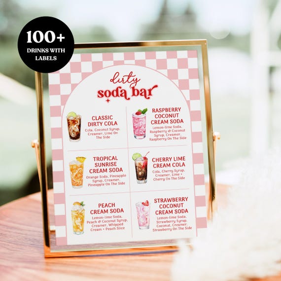 She's Ready To Pop Baby Shower Dirty Soda Bar Recipe Sign, Drinks Menu Sign, Customizable Digital Sign, Soda Pop Baby Shower Decor - BS22