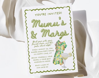 Invito alla festa Mumus and Margaritas, invito digitale modificabile per serata tra ragazze, modello Canva tropicale con download immediato - P3