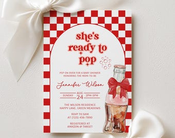 She's Ready to Pop Soda Baby Shower Invitation, Customizable Template, Digital Download, Fun Soda Theme Invite - BS34