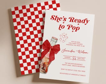 She's Ready to Pop Soda Baby Shower Invitation, Customizable Template, Digital Download, Fun Soda Theme Invite - BS35